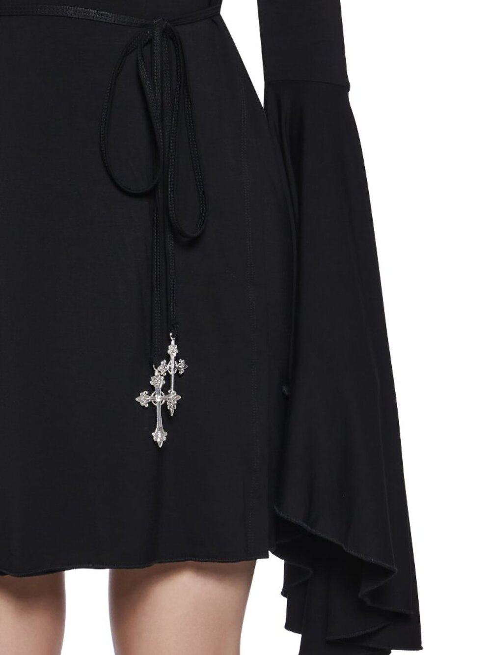 Widow Queen Of The Cursed Wrap Goth Bell Sleeve Belted Witchy Boho Dress - Picture 7 of 7